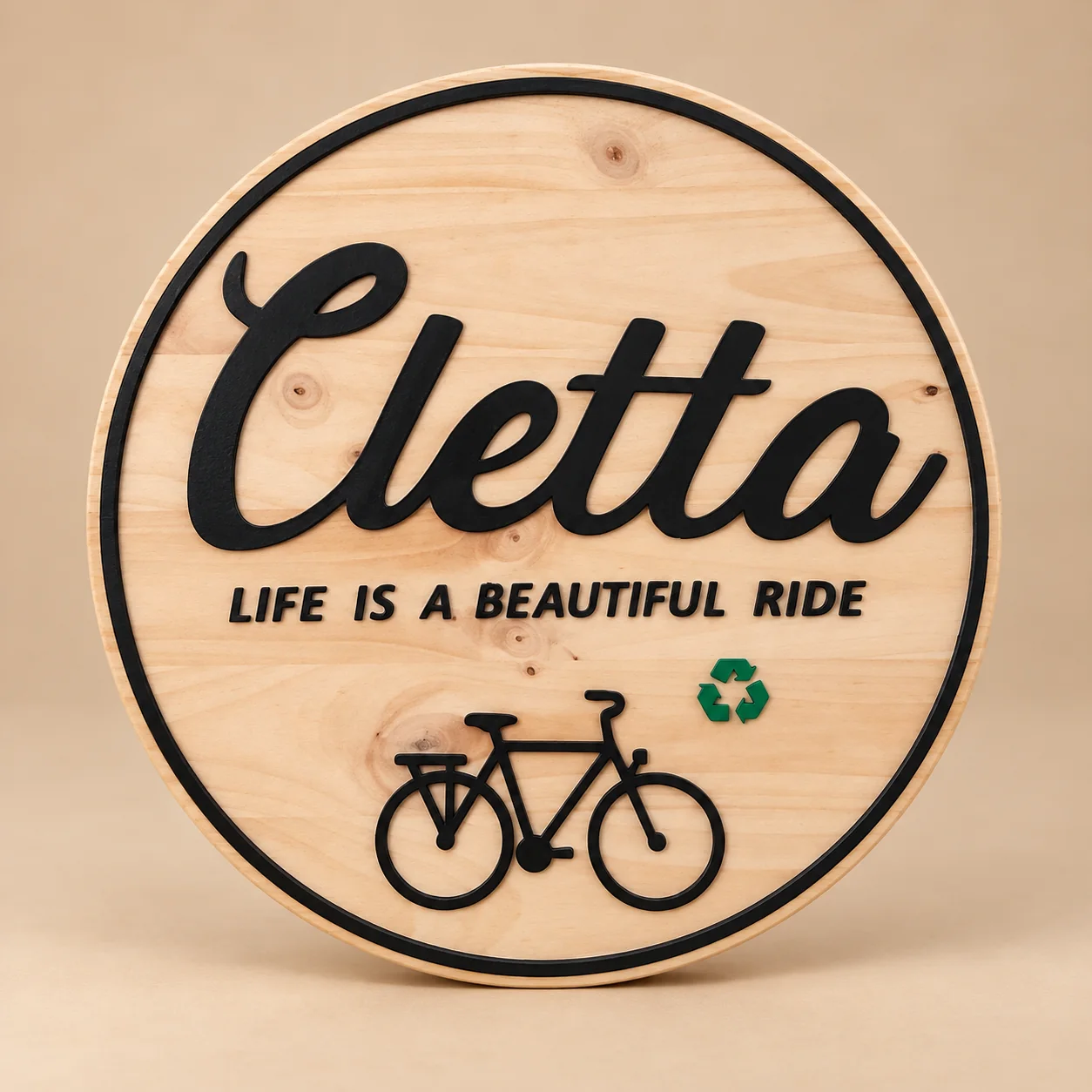 Cartel redondo personalizado para marca ciclista