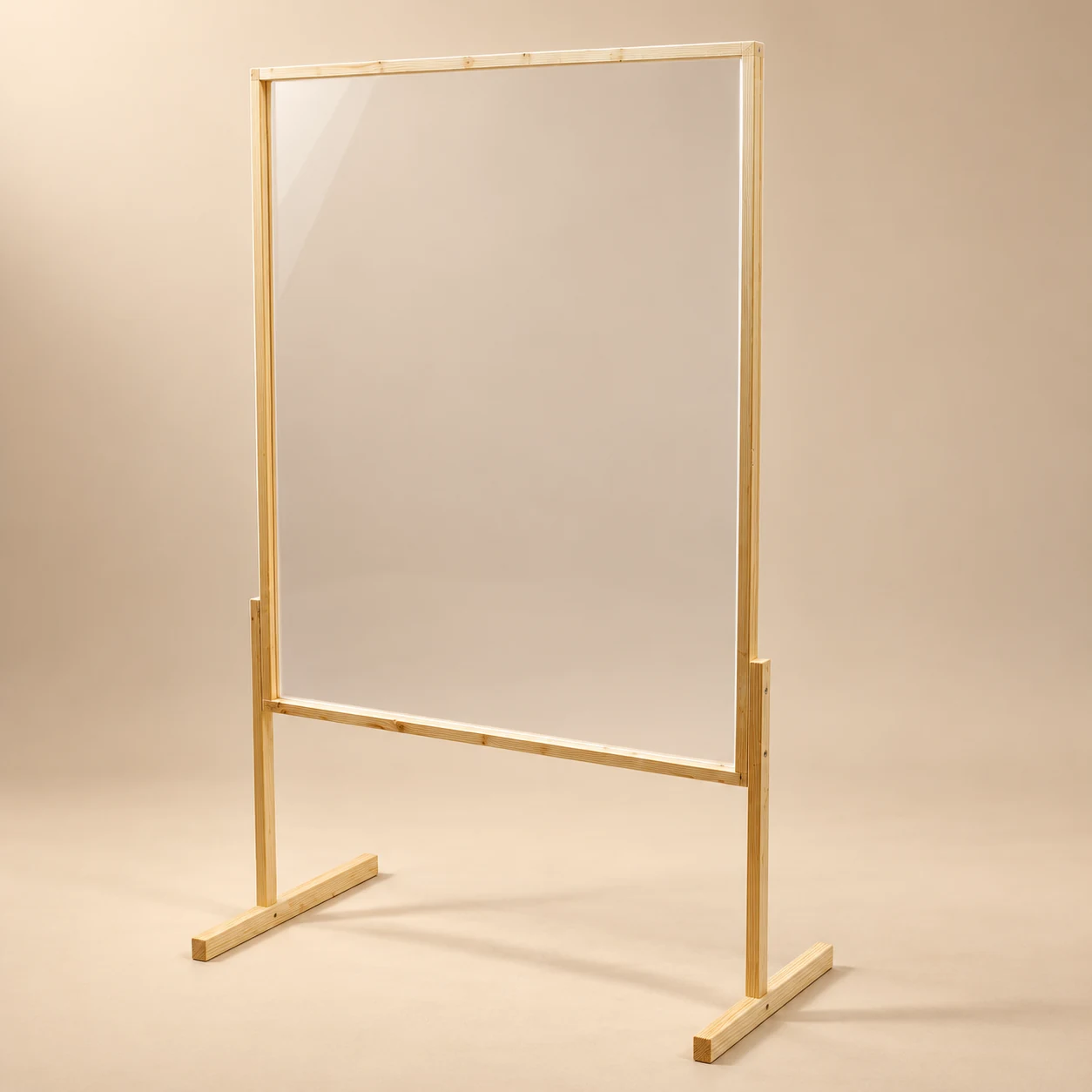 Mampara de protección de pie sobre soportes de madera